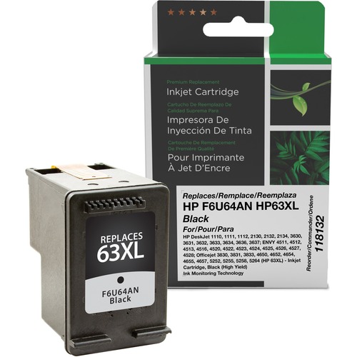 Clover Technologies Remanufactured High Yield Inkjet Ink Cartridge - Alternative for HP 63XL (F6U64AN) - Black - 1 Each - 480 Pages