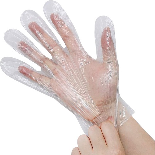 SKILCRAFT® Stretch Hybrid Lightweight Gloves - Large Size - For Right/Left Hand - Polyethylene - Clear - Latex-free, Lightweight, Embossed Grip - For Food Service, Food Preparation, Multipurpose - 200 / Box