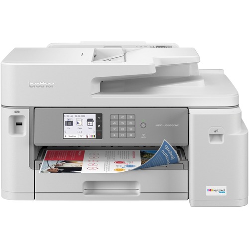 Brother INKvestment Tank MFC-J5855DW Wireless Inkjet Multifunction Printer - Color - Copier/Fax/Printer/Scanner - 30 ppm Mono/16 ppm Color Print - 4800 x 1200 dpi Print - Automatic Duplex Print - Up to 40000 Pages Monthly - Color Flatbed Scanner - 1200 dp