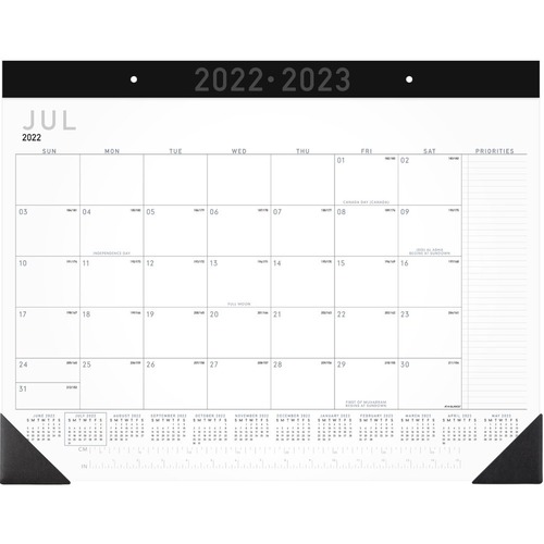 At-A-Glance 2022-2023 Contemporary Academic Monthly Desk Pad Calendar, Standard, 21 3/4" x 17" - Standard Size - Academic - Julian Dates - Monthly - 12 Month - July 2022 - June 2023 - 1 Month Single Page Layout - 17" x 21 3/4" White Sheet - Headband - Des