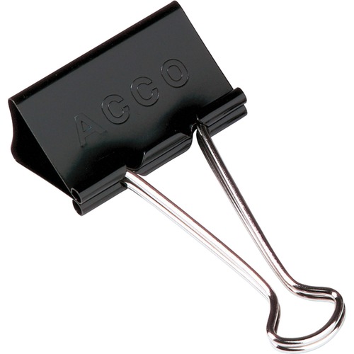 ACCO Large Foldback Binder Clips 2" wide (1 1/16" capacity) - Large - 2" (50.80 mm) Width - 1.1" Size Capacity - Reusable - 12 / Box - Black = ACC72100