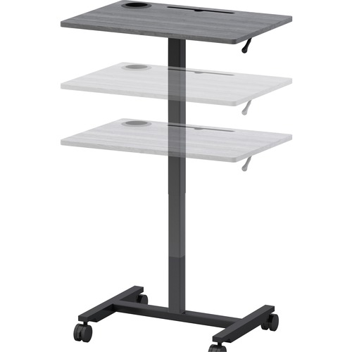 Lorell Height-adjustable Mobile Desk - Weathered Charcoal Laminate Top - Powder Coated Base - Adjustable Height - 30" to 43.63" Adjustment - 43" Height x 26.63" Width x 19.13" Depth - Assembly Required - 1 Each
