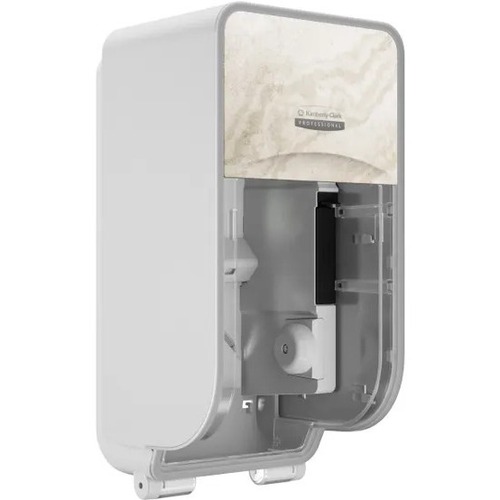 Kimberly-Clark Professional ICON Standard Roll Vertical Toilet Paper Dispenser - Coreless - 2 x Roll - Warm Marble - Refillable, Key Lock - 1 Each