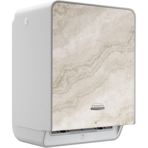 Kimberly-Clark Professional ICON Auto Roll Towel Dispenser - Touchless Dispenser - 16.5" Height x 12.4" Width x 10.2" Depth - Warm Marble - Automatic, Hinged, Jam-free, Key Lock, Push Button, Long Lasting - 1 Each