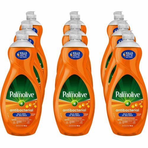 Palmolive Antibacterial Ultra Dish Soap - Concentrate - 35.2 fl oz (1.1 quart) - 9 / Carton - pH Balanced, Residue-free, Non-abrasive, Antibacterial - Orange