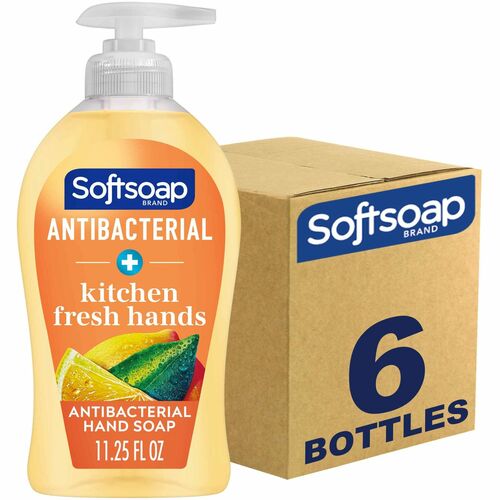 Softsoap Antibacterial Hand Soap Pump - Citrus ScentFor - 11.3 fl oz (332.7 mL) - Pump Bottle Dispenser - Odor Remover, Bacteria Remover - Hand, Kitchen, Skin - Moisturizing - Antibacterial - Yellow - Odor Neutralizer, Refillable, Paraben-free, Phthalate-