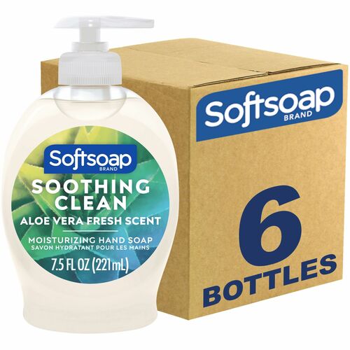 Softsoap Soothing Liquid Hand Soap Pump - Aloe Vera ScentFor - 7.5 fl oz (221.8 mL) - Pump Bottle Dispenser - Bacteria Remover, Dirt Remover - Hand, Skin - Moisturizing - Pearl - Rich Lather, Recyclable, Paraben-free, Phthalate-free, pH Balanced, Biodegra