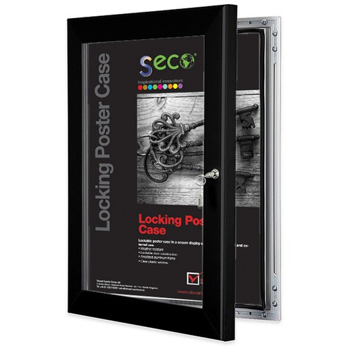 Seco Locking Poster Case - 18" x 24" Frame Size - Rectangle - Portrait, Landscape - Black - Weather Proof, Shatter Proof, Lockable, Rust Proof, Water Proof - Aluminum, Plastic, Polycarbonate - Black - 1 Each