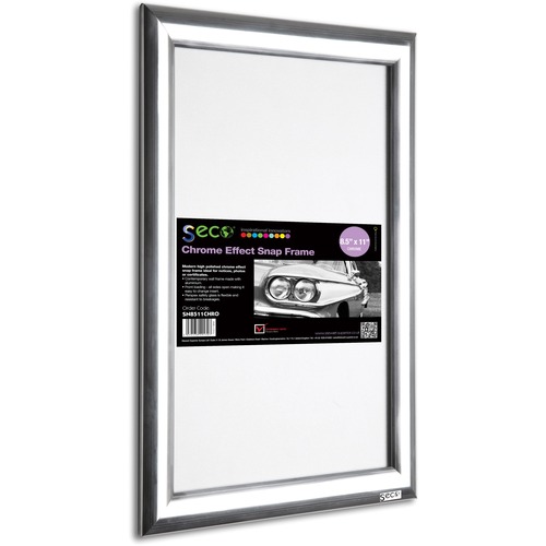Seco Mitred Snap Frame - 8.50" x 11" Frame Size - Rectangle - Durable - 1 Each - Aluminum - Chrome