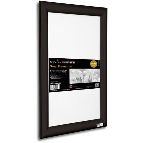 Seco Classic Snap Frame - 27" x 40" Frame Size - Rectangle - Black - 1 Each - Aluminum - Black