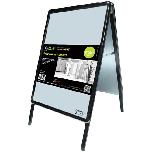 Seco Snap Frame A-board Sidewalk Sign - 1 Each - 28" Width x 22" Height - Rectangular Shape - Double Sided - Flexible, Strong, Anti-glare - Galvanized Steel, Polyvinyl Chloride (PVC)