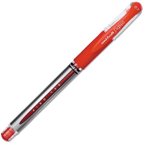 uniball™ Gel Grip Pens - Medium Pen Point - 0.7 mm Pen Point Size - Red Gel-based Ink - 1 Each