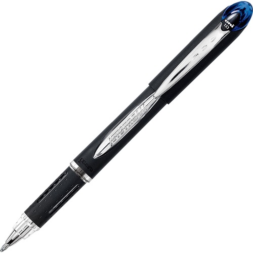 uniball™ Jetstream Ballpoint Pens - 1 mm (0.04") Medium Pen Point - Blue Ink - Pigment-based - Black Stainless Steel Barrel - 1 Each