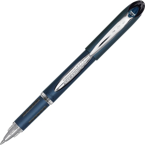 uniball™ Jetstream Ballpoint Pen - 0.7 mm (0.03") Fine Pen Point - Black Ink - Pigment-based - Blue Stainless Steel Barrel - 1 Each