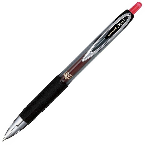 uniball™ 207 Retractable Gel - Micro Pen Point - 0.5 mm Pen Point Size - Refillable - Retractable - Red Gel-based Ink - Translucent Barrel - 12/Box