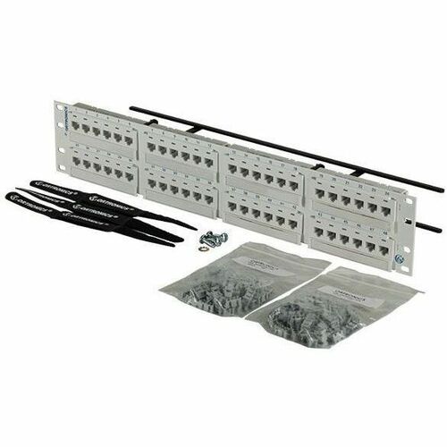 Ortronics Clarity Cat6a 48 Port Flat Panel, 110/6port, T568A/B, 2RU, White