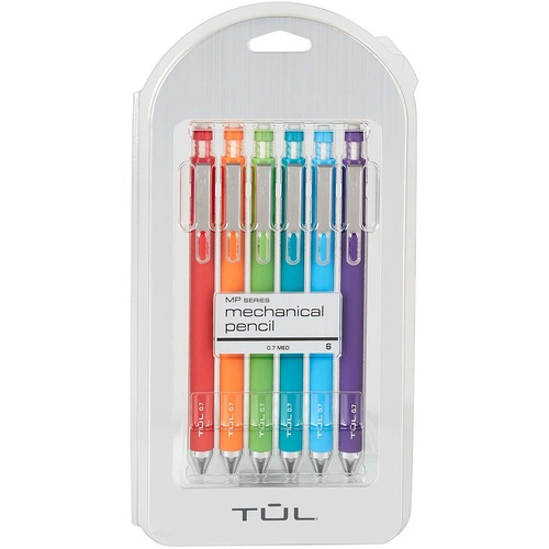 TUL® Mechanical Pencils, 0.7 mm, Assorted Barrel Colors, Pack Of 6 Pencils - 0.7 mm Lead Diameter - Fine Point - Refillable - Assorted Rubber Barrel - 6 / Pack