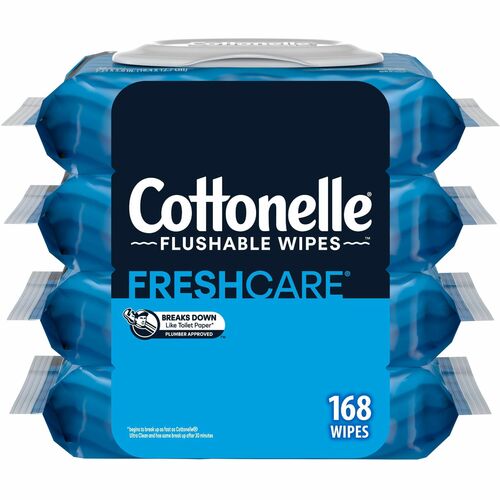 Cottonelle Flushable Wipes - 7.25" Length - CleaningRipples Texture - White - FiberPacket - 42 Packet - 4 / Pack