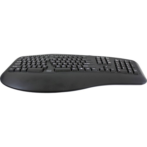 Adesso Desktop Ergonomic Keyboard - Cable Connectivity - USB Interface - 105 Key - 20 Multimedia, Internet, Volume Down, Volume Up, Mute, Play/Pause, Previous Track, Next Track, Media Player, Home Hot Key(s) - English (US) - PC - Membrane Keyswitch - TAA -  - ADEAKB150UB