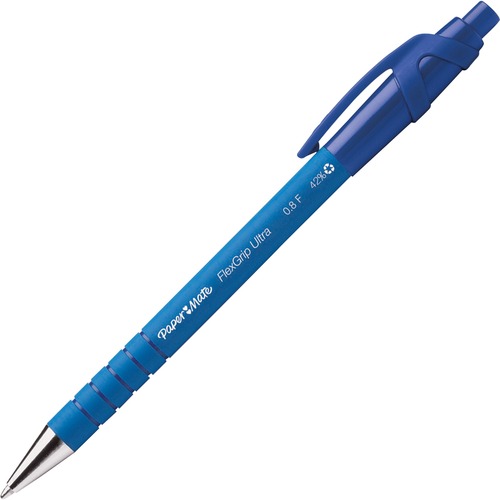 Paper Mate Flexgrip Ultra Retractable Pens - Fine Pen Point - Refillable - Retractable - Blue Alcohol Based Ink - Rubber Barrel - 1 / Each