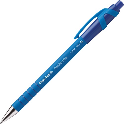 Paper Mate Flexgrip Ultra Retractable Pens - Medium Pen Point - Refillable - Retractable - Blue - Rubber Barrel 