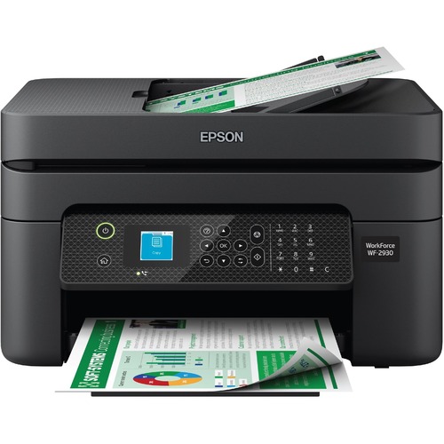 Epson® WorkForce WF-2930 Color Inkjet All-In-One Printer - Copier/Fax/Printer/Scanner - 5 ppm Color Print - Automatic Duplex Print - Color Flatbed Scanner - Color Fax - USB - For Plain Paper Print - 1 Each