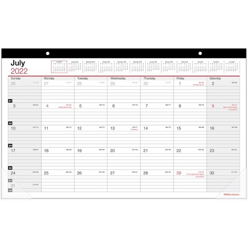 Office Depot Monthly Academic Desk Calendar, 17-3/4