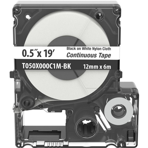 Panduit PXE T050X000C1M-BK Continuous Tape Cassette - 1/2" x 19 ft Length - Black on White - Nylon Cloth - 1 / Cassette