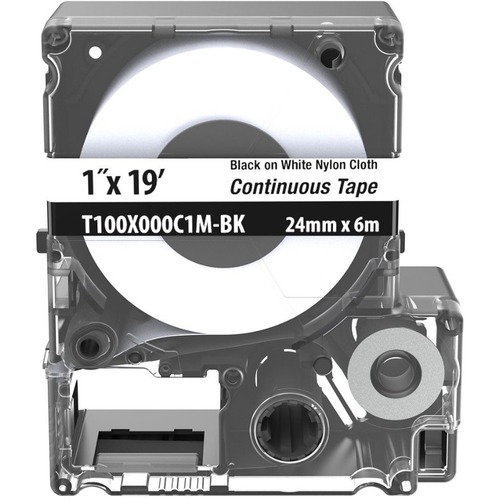 Panduit PXE T100X000C1M-BK Continuous Tape Cassette - 1" x 19 ft Length - Rectangle - Black on White - Nylon Cloth - 1 Cassette