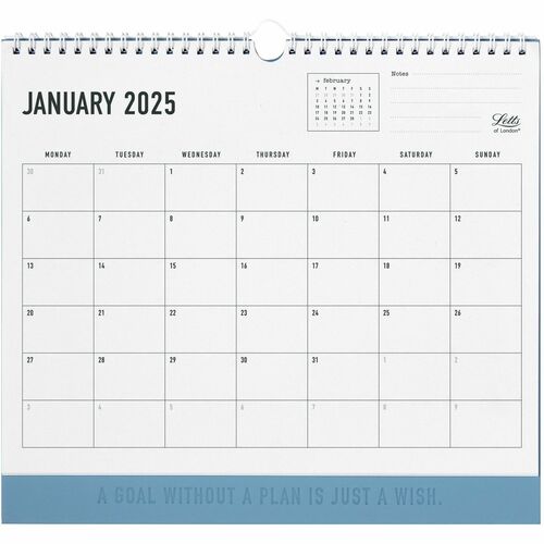 Blueline Letts Monthly Wall Calendar - Monthly - 12 Month - January 2024 - December 2024 - Wall Calendars - BLIC082349
