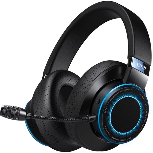 Creative Super X-Fi Air Gaming Headset with Bluetooth 5.0 and CommanderMic - Stereo - Mini-phone (3.5mm), USB Type C - Wired/Wireless - Bluetooth - 32.8 ft - 20 Hz - 20 kHz - Over-the-ear - Binaural - Ear-cup - inPerson Microphone - Black