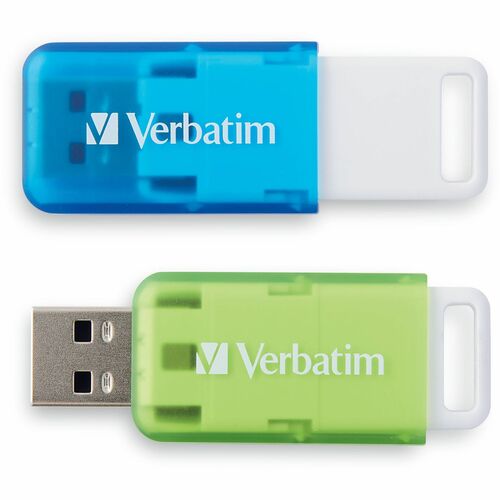 Verbatim 32GB USB 3.2 (Gen 1) Flash Drive - 32 GB - USB 3.2 (Gen 1) - Blue, Green - Lifetime Warranty - 2 Pack