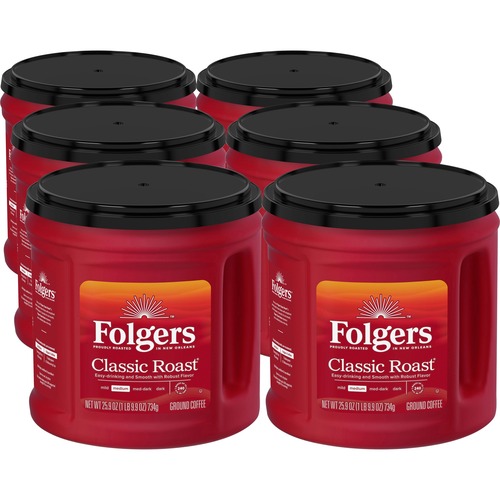 Folgers® Ground Classic Roast Coffee - Medium - 25.9 oz - 6 / Carton