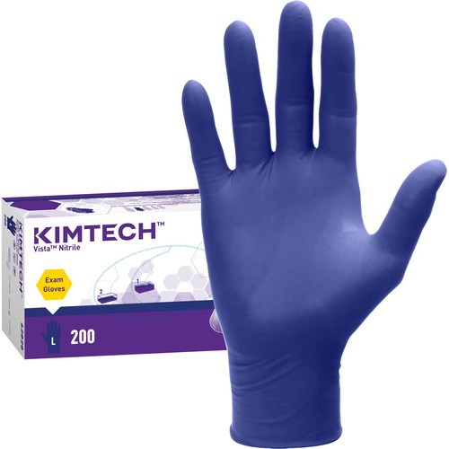 KIMTECH Vista Nitrile Exam Gloves - Large Size - For Right/Left Hand - Nitrile - Blue - Recyclable, Textured Fingertip, Powdered, Non-sterile - For Laboratory Application - 200 / Box - 4.7 mil Thickness - 9.50" Glove Length
