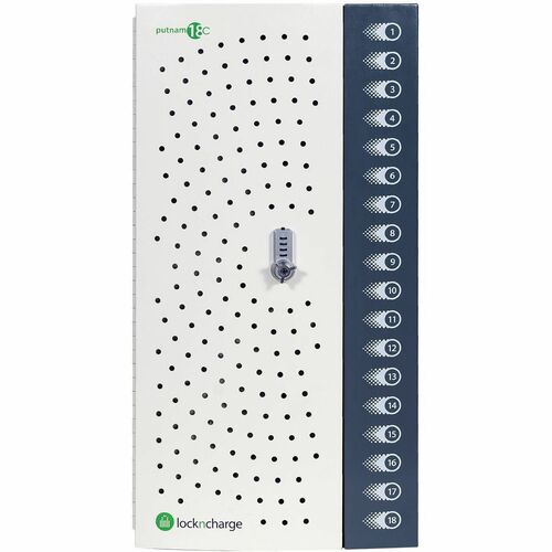 LocknCharge Putnam 18-C Charging Station, Pre-Wired with USB-C Cables (45W charger) - 31" (787.40 mm) Height x 16" (406.40 mm) Width - For Notebook, Chromebook, Tablet - Charge Function, Cable Management, Combination Lock, Stackable, Removable Shelf