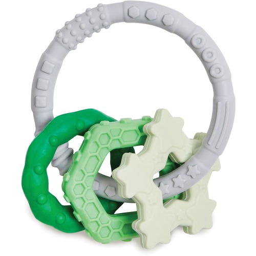 Bumkins Silicone Teething Charms - Skill Learning: Motor Skills, Teeth & Gum, Grasping - 3 Month & Up - Green