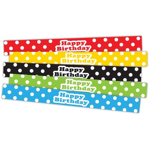 Teacher Created Resources Polka Dots Happy Birthday Slap Bracelets - Theme/Subject: Fun - Skill Learning: Correct Behavior - 5+ - 10 / Pack - Incentives & Awards - TCR20665