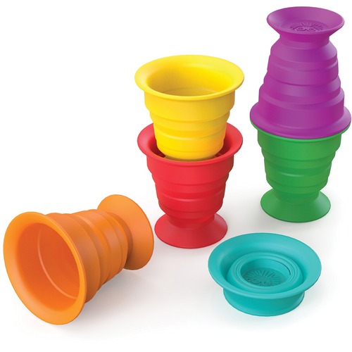 Baby Einstein Stack & Squish Cups Sensory Stacking Toys - Skill Learning: Stacking, Exploration, Spatial Reasoning, Creativity, Cognitive Process - 6 Month & Up