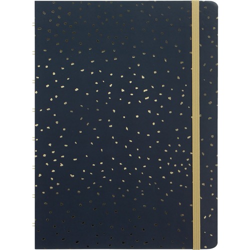 Filofax Confetti Notebook 8-1/4" x 5-3/4" Charcoal, Laminated, Hard Cover, Elastic Closure - 1 Each