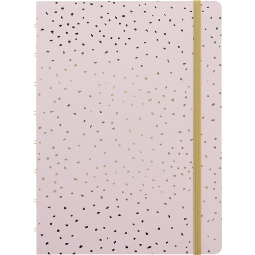 Filofax® Confetti Notebook 8-1/4" x 5-3/4" Quartz Rose, Laminated, Hard Cover, Elastic Closure - 1 Each