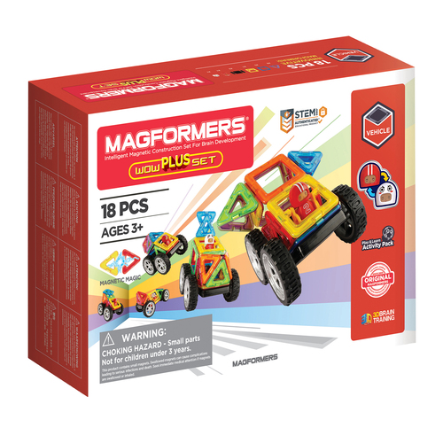Magformers Wow Plus Set - Skill Learning: Sorting, Shape, Construction - 3 Year & Up - 18 Pieces