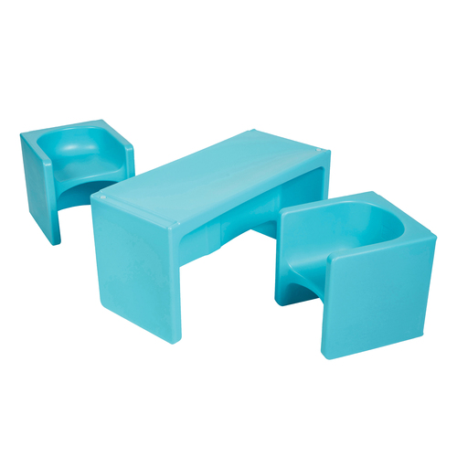 ECR4KIDS Table/Chair Set - Finish: Cyan Blue - Toddler Furniture - ELR14410CY