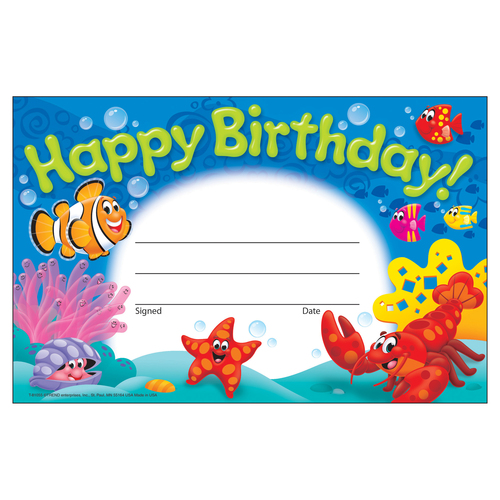 Happy Birthday Sea Buddies Recognition Awards - Awards Certificates Diplomas & Crowns - TEPT81055