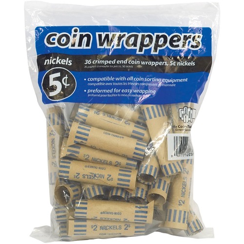 Merangue Paper Coin Wrapper, Nickel, 36 Pack - 36 Wrap(s) - 5¢ Denomination