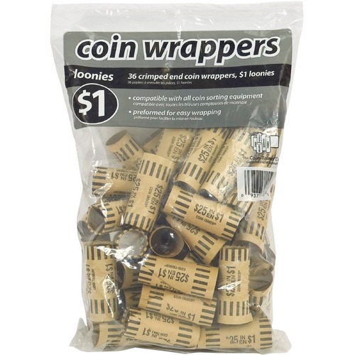 Merangue Paper Coin Wrapper, Loonie, 36 Pack - 36 Wrap(s) - $1 Denomination - 36 Pack