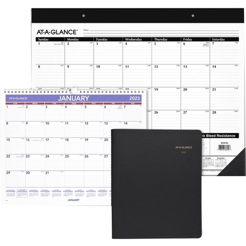AT-A-GLANCE Large Print 2023 RY Monthly Planner, Black, Medium, 7" x 8 3/4" - Medium Size - Monthly - 12 Month - January 2023 - December 2023 - 1 Month Double Page Layout - 7" x 8 3/4" White Sheet - Wire Bound - Black - Date Indicator, Unruled D