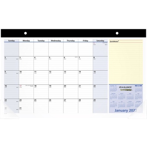 AT-A-GLANCE 2023 RY QuickNotes Compact Monthly Desk Pad Calendar, Small, 18" x 11" - Small Size - Julian Dates - Monthly - 13 Month - January 2023 - January 2024 - 1 Month Single Page Layout - 18" x 11" White Sheet - Desk Pad - White - Paper - C