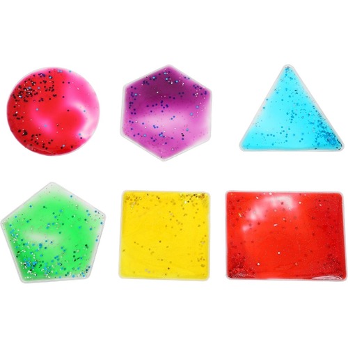 Fun and Function Sensory Gel Shapes - Skill Learning: Fine Motor, Coordination, Visual, Classroom, Color/Shape, Motor Skills - 3 Year & Up - 6 Pieces - Purple, Pink, Blue, Green, Red, Yellow