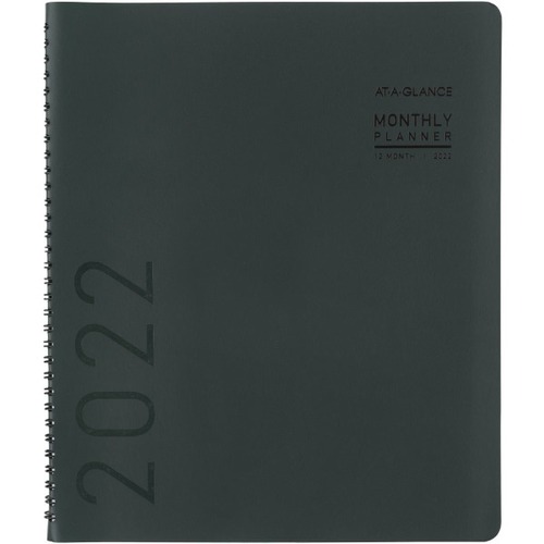 AT-A-GLANCE® Contemporary Monthly Planner, 9" x 11", Forest, January To December 2022, 70250X61 - Large Size - Julian Dates - Monthly - 12 Month - January 2022 - December 2022 - 1 Month Double Page Layout - 9" x 11" White Sheet - Twin Wire -