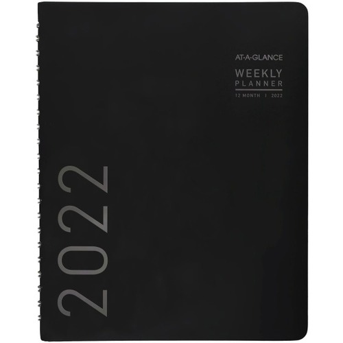 AT-A-GLANCE Contemporary 2023 RY Weekly Monthly Planner, Black, Large, 8 1/4" x 11" - Large Size - Professional - Julian Dates - Weekly, Monthly - 12 Month - January 2023 - December 2023 - 8:00 AM to 5:30 PM - Half-hourly - Monday - Friday - 1 W